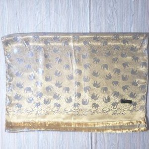 Elephant Thai Silk Gold Scarf